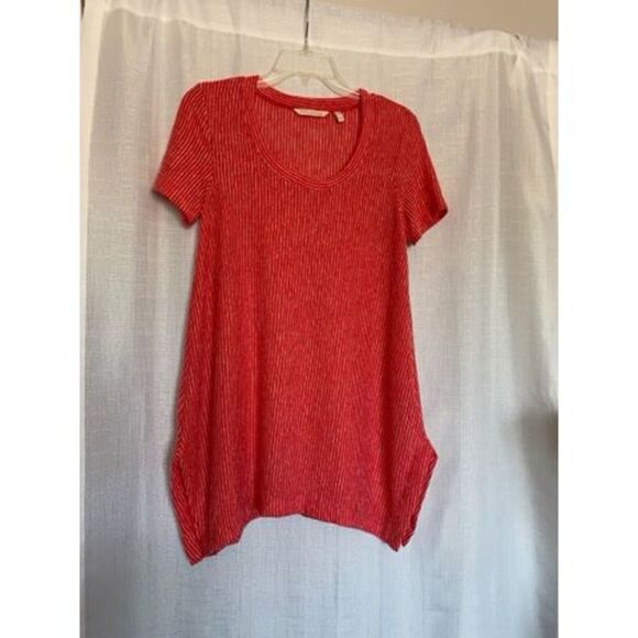 Soft Surroundings Dione Red Poppy Stripe Tee  Women S Knit Top Tunic - Picture 4 of 15